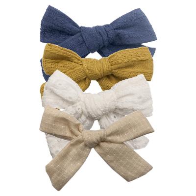 China European and American Style Baby Hand Tied Nylon Fabric Bow Headband for sale