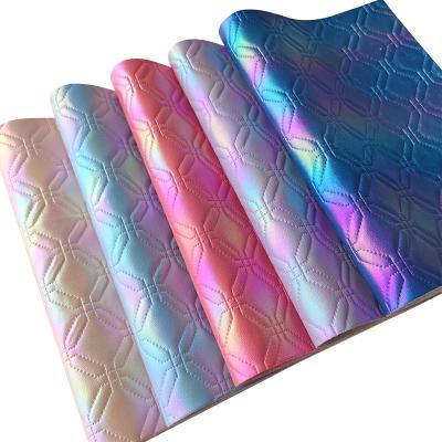 China Anti-rust Color Changing Multicolor Metallic PU Embossed Fabric Cotton Synthetic Leather Backing For Making Sofa Cover /Phone Cases/Craft for sale