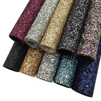 China Hot Selling Shiny Multicolor Glitter Fabric Rubber Band Elastic Leather Backing For Shoes Bags Bows And Crafts for sale