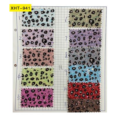 China Anti-rust Chunky Glitter Fabric Leather Sheet pastel color printed new design for making shoes/key chain/wallets for sale