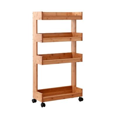 China Wholesale Sustainable Multifunctional Bamboo Bathroom Organizer Wooden Bamboo Display Shelf for sale