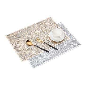 China Hot Selling Gold Square Vinyl Eco-friendly Waterproof Table Stocked Mat Placemat for sale