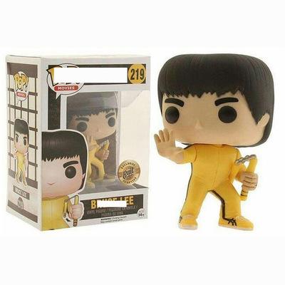 China Cartoon Toy Superstar Bruce Yellow 219 With Nunchuck Weapon Noise Action Number PVC Model Toy for sale