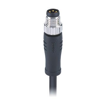 China Waterproof Unshielded M8 Sensors Connector 4pin A Code Male Molded 0.5m PVC Cable , Free End for sale