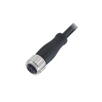 China Cableforce brand M12 4pin female connector A code 0.5m PVC straight cicular molded PVC cable, free end for sale