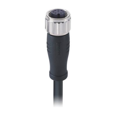 China M12 sensors connector 8pin female A code connector molded 0.5m PVC unshielded cable, free end for sale