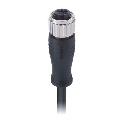 China M12 sensors connector 4pin female A code connector molded 0.5m PVC unshielded cable, free end for sale