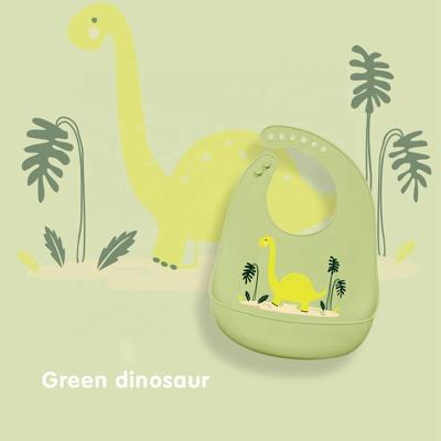 China Custom High Quality Soft Antibacterial Food Grade Silicone Baby Bib With Food Catcher for sale