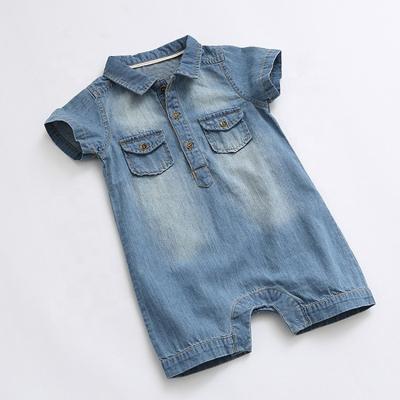 China Sleeveless Baby Overalls Kids Clothes Playsuits Vintage Babies Denim One Piece Romper Newborn Infant Baby Overalls Sleeveless Clothes for sale