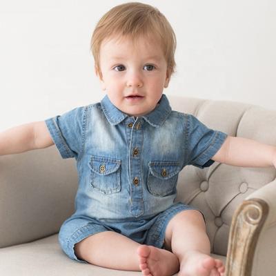 China Vintage Children's European and American Summer Baby Romper Short Sleeve Denim Overalls for Boys and Girls for sale