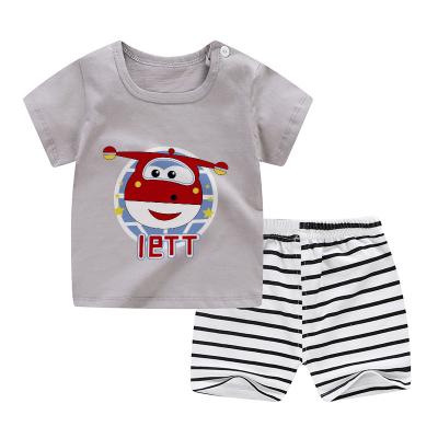 China 2-8 Years Kids Safari Style Fattening Cotton Kids Clothes 100% Casual T-shirt Sports Shorts Summer Boys Clothing Sets for sale