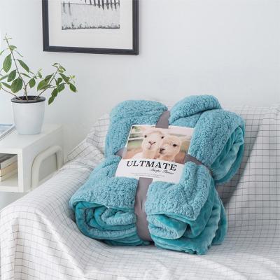 China Anti-Bacteria Gently Warm Flannel Coral And Sherpa Fleece Winter Thick Double Cover Blanket for sale