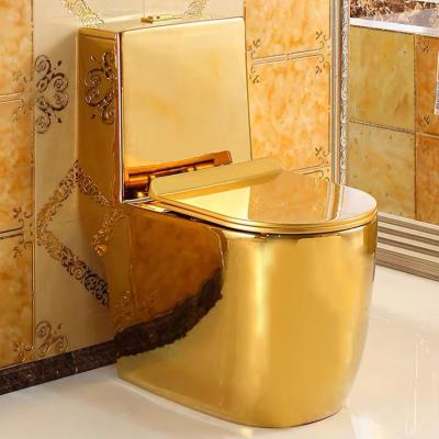 China One Piece Toilet Sanitary Siphon Auto Operation Bathroom Sets Golden Toilet WC Design Flush Toilet for sale