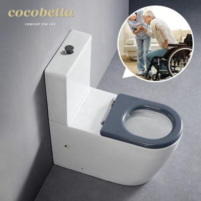 China Slow-end Toilet Seats New WC Design Standard Contact Raised Waist Button Watermark Rimless Handicapped Toilets For Handicapped for sale