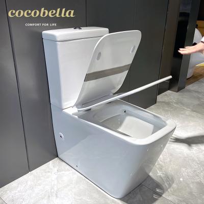 China COCOBELLA Automatic Operation Water Saving Filigree WC Toilet Set Toilet Plumbing Unit Hotel Modern Flush Floor Strap for sale