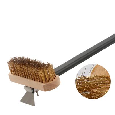 China Stored Pizza Oven Brush With Long Handle Aluminum Pizza Cleaning Brush Stone Copper Wire Brushes Steel Pizza Oven Cleaning Scraper zu verkaufen