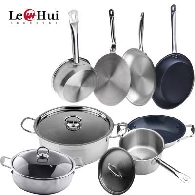 China Viable Stainless Steel Cooking Pot With Non Stick Frying Pan Steel Stock Pot Kitchen Cookware Stainless Steel Stock Pot Air Frying Pan zu verkaufen