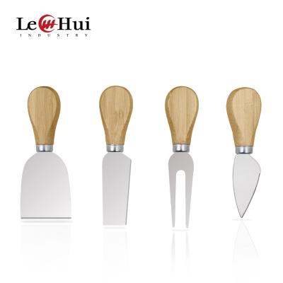 China Cheese Knife Stainless Steel Cheese Knife Set For Cheese Pizza With Wooden Bamboo Handle en venta