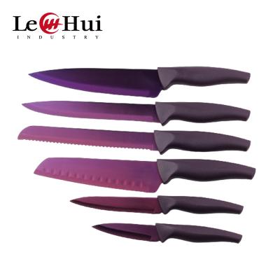 China Stocked 6Pcs Knife Set Non Stick Coating Kitchen Knives With PP Handle 3CR14 Stainless Steel Material Professional Chef Knife Te koop