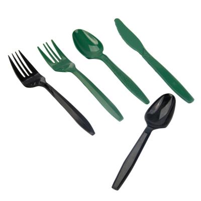 China The Disposable Plastic Cutlery Set, 6 in. thick black plastic spoon plastic fork and knife, individually wrapped plastic cutlery Te koop