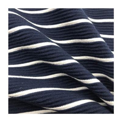 China Good Quality Stretch Stretch 310gsm Shrink-Resistant Navy And Stripe White Stool Polyester Fabric For Jumper for sale