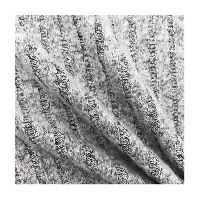 China 2022 new style 320gsm 8*4 polyester rayon fabric melang-grey stretch rib napped hacci fabric for skirt for sale