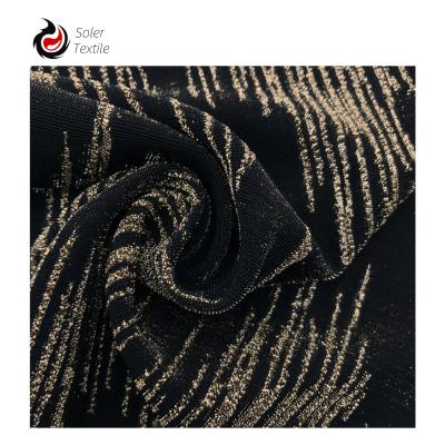 China 2022 new trend stretch breathable tree lines pattern jacquard fabric 160gsm metallic nylon lurex fabric for skirt for sale