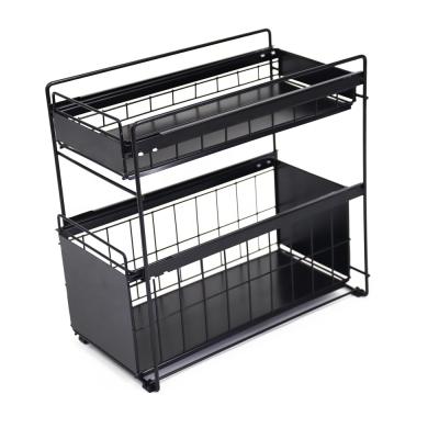 China Kitchen Sink Multi-Layer Kitchen Sink Shelf Storage Rack With Silding Basket zu verkaufen