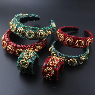 China New Non-slip headdress European and American baroque sponge fashion style light luxury hair circle set women party hair accessories for sale