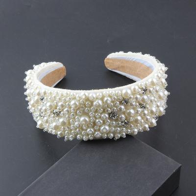 China New Non-slip Headwear Fashion Pearl Inlaid Rhinestone Headband Hair Accessories Hairpin Women 93 Ladies Prom Belles Wide Brim for sale