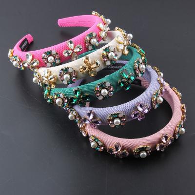 China Headband Headwear Fashion News Street Hair Accessories Cool Hair Clip Small Sponge Inset Rhinestone Pearl Hair Baroque Ladies Circle 83 for sale