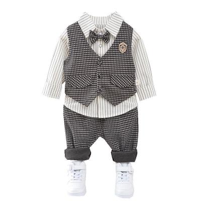 China Wholesale Soft Children's Clothing Plaid Gentleman Baby Boy Clothes Sets Children 3-Piece for sale