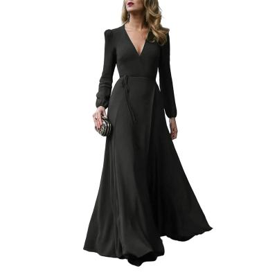 China Anti-wrinkle fashion party elegant woman evening dress ladies summer western mature long dresses for sale