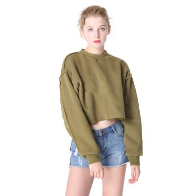 China 2021 New Arrival JY37 Women's Long Sleeve Crop Pullover Plain Top Breathable Pure Color Custom Crop Tops Hoodies For Women for sale