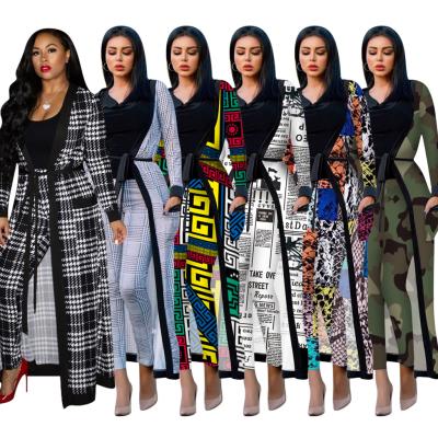 China Fashion JY36 Women's QUICK DRY QUICK DRY Ladies Long Sleeve Nightclub 2 Piece Sets Clothes With Pockets Belt 6 Colors Printed Cardigans Drop for sale