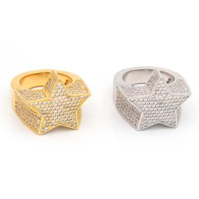 China Fashionable High Quality 18k Solid Gold Diamond Star Shape Ring for sale