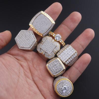 China Luxury 925 Sterling Silver Moissanite White Diamond Iced Out Hip Hop Jewelry Ring for sale