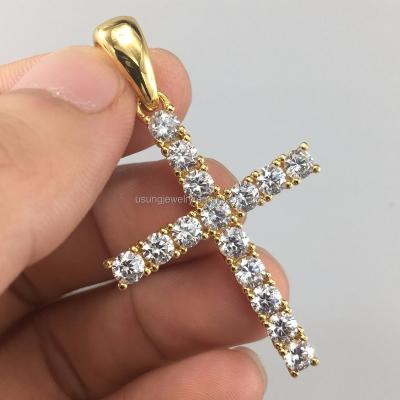 China Silver Handmade Hip Hop 925 Sterling CZ Diamond Micro Pave Cross Pendant for sale