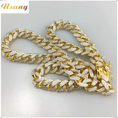 China Silver Hip Hop CZ Diamond Iced Out Cuban Link Chain for sale