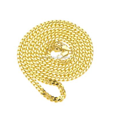 China Silver 18k Gold Plated 3mm Stainless Steel Cuban Link Chain for sale