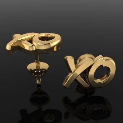 China Real Solid 18k Punk Gold Plated 925 Sterling Silver Stud Earrings for sale