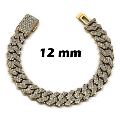 China Hiphop 18K Gold Plated 12mm Diamond Cuban Link Chain Necklace for sale