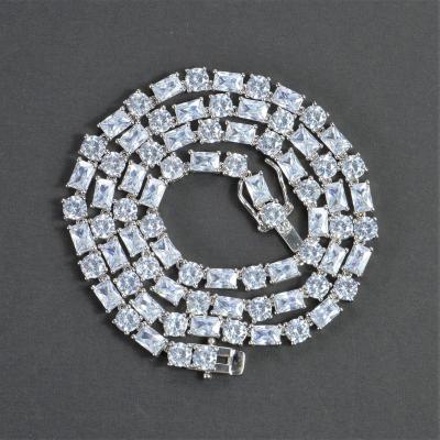 China High quality hip hop diamop ND baguette tennis chain necklace for sale