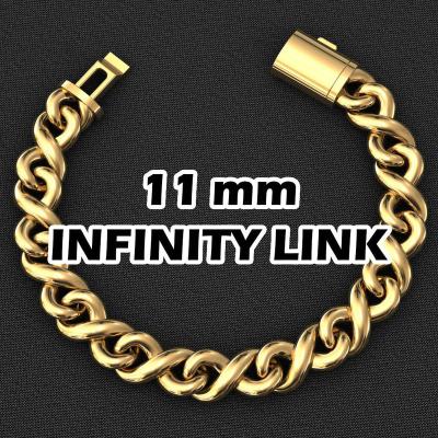 China Hiphop 18k gold pvd plated stainless steel infinity cuban link chain for sale