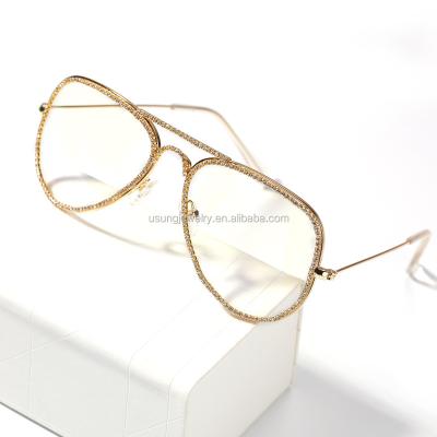 China High Quality Glass Metal Gold Plated Iced Glass Jewelry Round Simple Style Glasses for sale