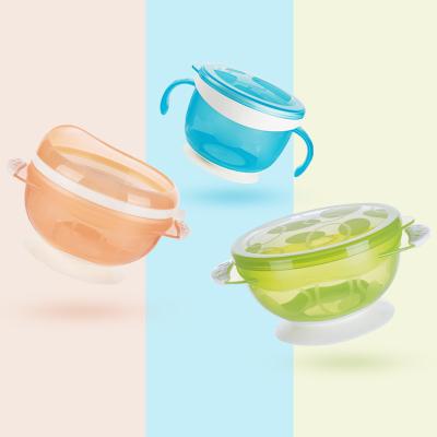 China Anti-puddle BPA Free Fast Delivery BPA Free Baby Snack Feeding Suction Bowls Set With Lid for sale