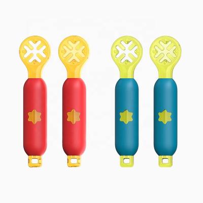 China Hot Sale Children's BAP Free Cartoon Soft Baby Puree Spoon With Holes for sale