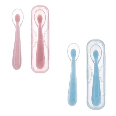 China Newest Minimalist Flexibility Silicone Baby Feeding Eating Spoon for sale