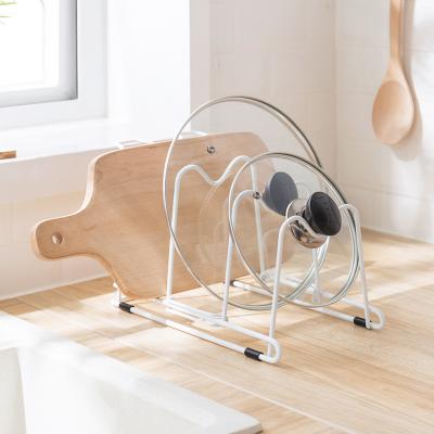 China Viable Standing Type Free Assemble Metal Chopper Rack Pot Cover Holder Kitchen Storage Rack for sale