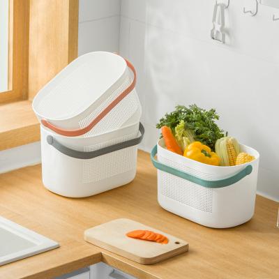 China Hot Selling Multi-Functional Portable Plastic Storage Basket Box Viable For Kitchen for sale